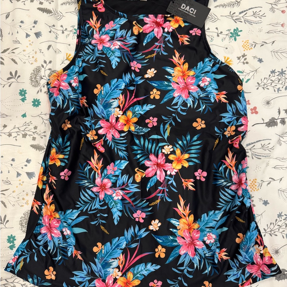 Women's Floral Black Sleeveless Top